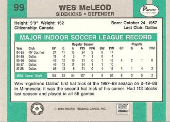 1988-89 Pacific MISL #99 Wes McLeod Back