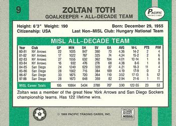 1988-89 Pacific MISL #9 Zoltan Toth Back