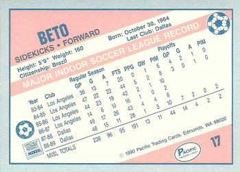 1989-90 Pacific MISL #17 Beto Back