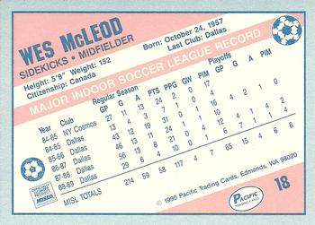 1989-90 Pacific MISL #18 Wes McLeod Back