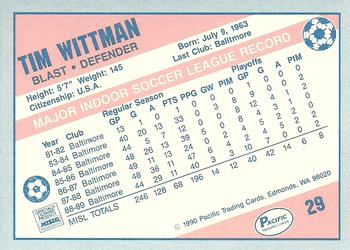 1989-90 Pacific MISL #29 Tim Wittman Back