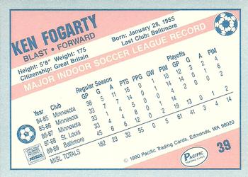 1989-90 Pacific MISL #39 Ken Fogarty Back