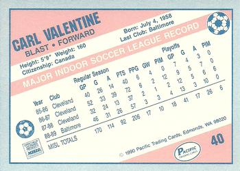 1989-90 Pacific MISL #40 Carl Valentine Back