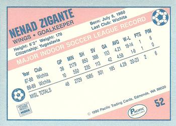 1989-90 Pacific MISL #52 Nenad Zigante Back