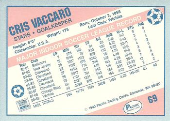 1989-90 Pacific MISL #69 Cris Vaccaro Back