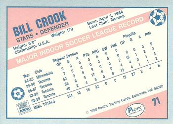 1989-90 Pacific MISL #71 Bill Crook Back