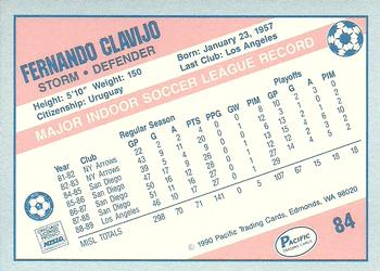 1989-90 Pacific MISL #84 Fernando Clavijo Back