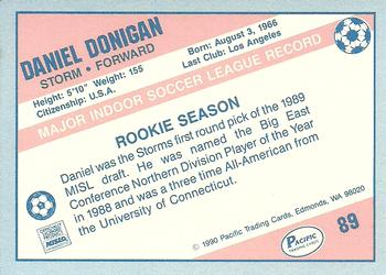 1989-90 Pacific MISL #89 Daniel Donigan Back