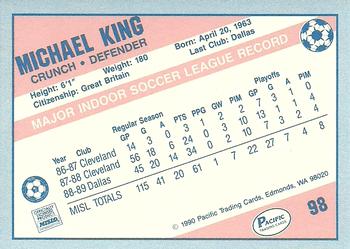 1989-90 Pacific MISL #98 Michael King Back