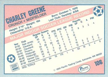 1989-90 Pacific MISL #106 Charlie Greene Back