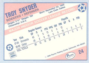 1989-90 Pacific MISL #24 Troy Snyder Back