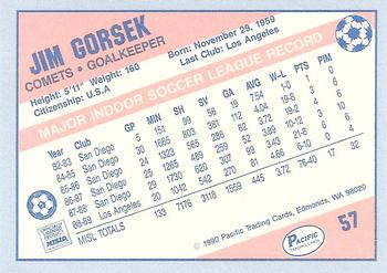 1989-90 Pacific MISL #57 Jim Gorsek Back
