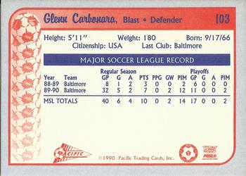1990-91 Pacific MSL #103 Glenn Carbonara Back