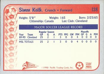 1990-91 Pacific MSL #138 Simon Keith Back