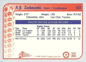 1990-91 Pacific MSL #143 A.J. Lachowecki Back