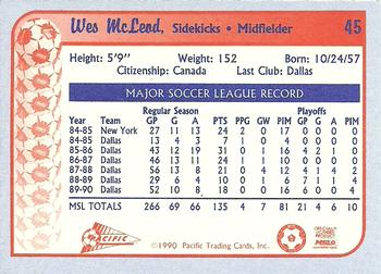 1990-91 Pacific MSL #45 Wes McLeod Back