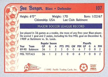 1990-91 Pacific MSL #107 Joe Barger Back