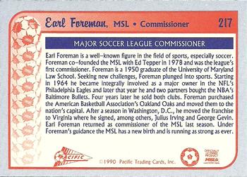 1990-91 Pacific MSL #217 Earl Foreman Back