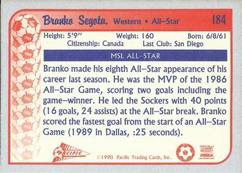 1990-91 Pacific MSL #184 Branko Segota Back