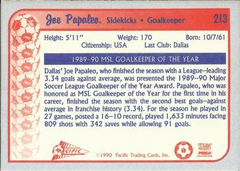 1990-91 Pacific MSL #213 Joe Papaleo Back