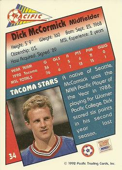 1991-92 Pacific MSL #34 Dick McCormick Back