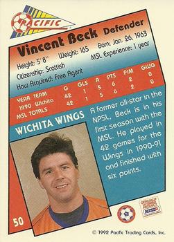 1991-92 Pacific MSL #50 Vincent Beck Back