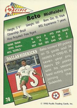1991-92 Pacific MSL #78 Beto Back