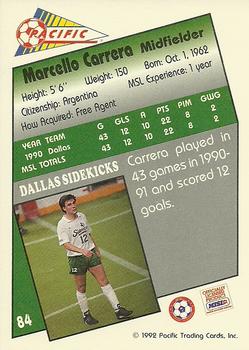 1991-92 Pacific MSL #84 Marcelo Carrera Back