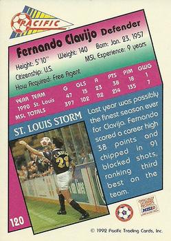 1991-92 Pacific MSL #120 Fernando Clavijo Back