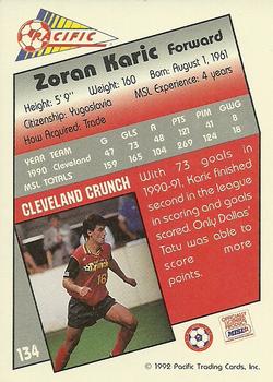1991-92 Pacific MSL #134 Zoran Karic Back