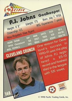 1991-92 Pacific MSL #148 P.J. Johns Back