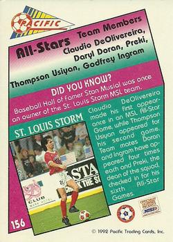 1991-92 Pacific MSL #156 MSL All Stars Back