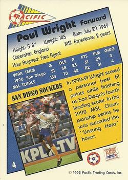 1991-92 Pacific MSL #4 Paul Wright Back