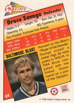 1991-92 Pacific MSL #64 Bruce Savage Back