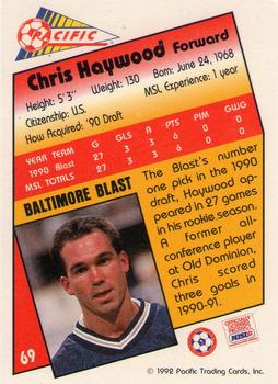 1991-92 Pacific MSL #69 Chris Haywood Back