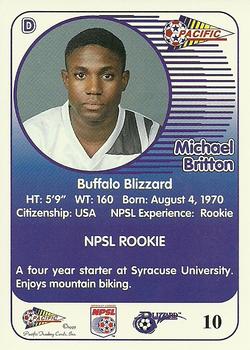 1993 Pacific NPSL #10 Michael Britton Back