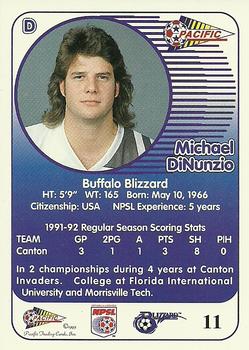 1993 Pacific NPSL #11 Michael DiNunzio Back