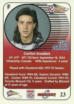 1993 Pacific NPSL #23 Gino DiFlorio Back