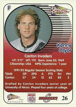 1993 Pacific NPSL #26 Kenny Pryor Back