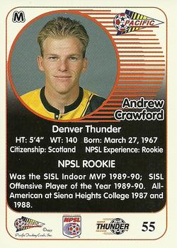 1993 Pacific NPSL #55 Andrew Crawford Back
