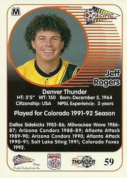 1993 Pacific NPSL #59 Jeff Rogers Back