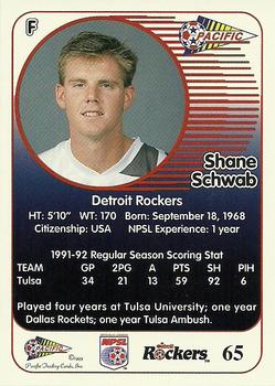 1993 Pacific NPSL #65 Shane Schwab Back
