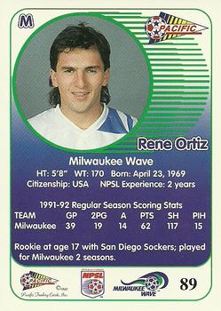 1993 Pacific NPSL #89 Rene Ortiz Back