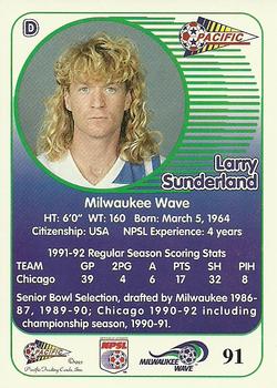 1993 Pacific NPSL #91 Larry Sunderland Back