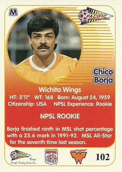 1993 Pacific NPSL #102 Chico Borja Back