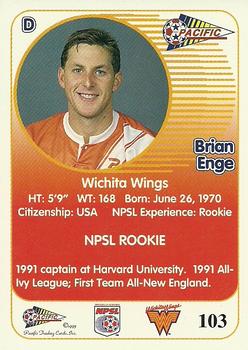 1993 Pacific NPSL #103 Brian Enge Back