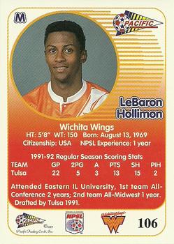 1993 Pacific NPSL #106 LeBaron Hollimon Back
