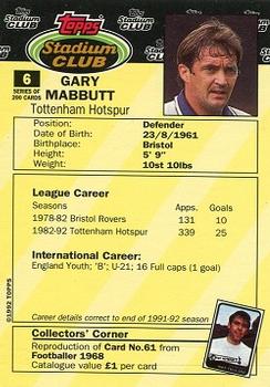 1992 Stadium Club #6 Gary Mabbutt Back