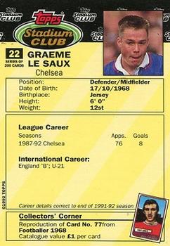 1992 Stadium Club #22 Graeme Le Saux Back
