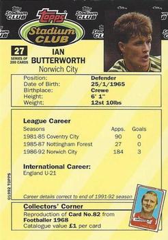 1992 Stadium Club #27 Ian Butterworth Back